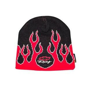 Vintage Y2K Flame Beanie Chevrolet Racing Acrylic‎ Chevy Skater